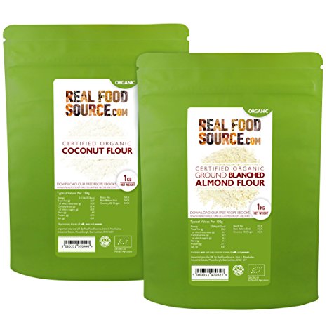 RealFoodSource Saver Pack Certified Organic Coconut & Blanched Ground Almond Flour 2KG (2x1kg)
