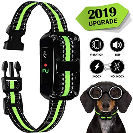 Dog Bark Collar for Large Small Medium Dogs Rechargeable-Anti Bark Collar-No Bark Collar with Sound Warning Vibration Electric Stimulation No Harm Shock Smart Detection Anti Bark Device (Black)