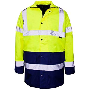 Expert Workwear HI Vis Viz Visibility Parka Jacket Security Work Two 2 Tone Waterproof Coat