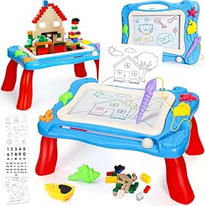 TOY Life Magnetic Drawing Board for Toddlers 1-3 Magnetic Doodle Board for Toddlers Drawing Table for Kids with Toy Building Blocks Doodle Board for Toys for Kids Xmas for Toddlers