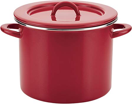 Rachael Ray 47626 Create Delicious Stock Pot/Stockpot with Lid - 12 Quart, Red