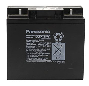 Panasonic LC-RD1217P Black Large 12V 17Ah VRLA Battery with Nut and Bolt Terminal