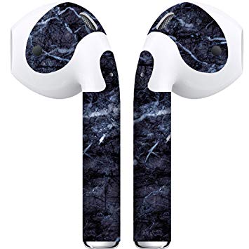 APSkins 2 Piece Printed Skins Wrap. Compatible with Apple Airpods (Black Marble)