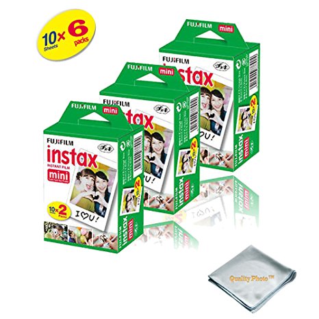 Fujifilm INSTAX Mini Instant Film 6 Pack 60 SHEETS (White) For Fujifilm Mini 8 Cameras