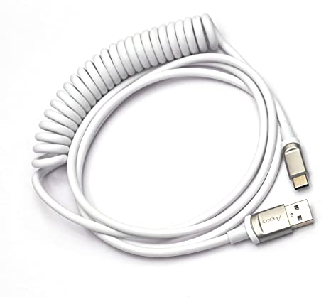 EPOMAKER AKKO Coiled Type-C To USB A Keyboard Cable for Mechanical Gaming Keyboard (AKKO White)