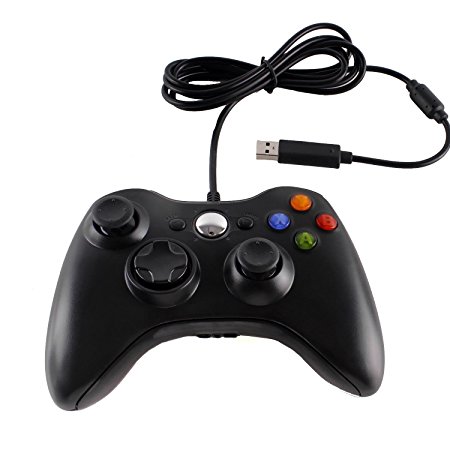 Xbox 360 Game Controller,Diswoe Wired USB Game Controller For Microsoft Xbox & Slim 360 PC Windows 7- Black