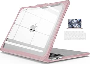 IBENZER Heavy Duty Case for New 2024 2023 MacBook Air 15 inch M3 A3114 M2 A2941, Hexpact case with ScreenFilm & KeyboardCover, Protective Cover for Mac Air 15.3, Pinkish, HPE-AT15-PKSH 2