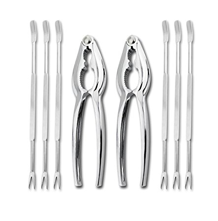 8-piece Seafood Tools Set, 2 Lobster Crackers and 6 Seafood Forks