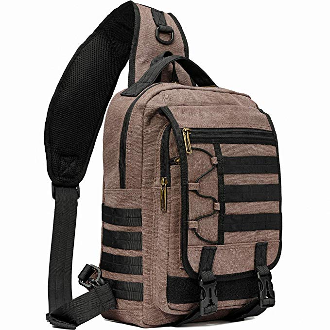Tactical Backpack Canvas Sling Bag Chest Crossbody Military Messenger Travel Bag