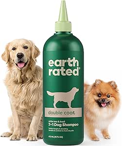 Earth Rated Coat-Specific 3-in-1 Double-Coated Dog & Puppy Shampoo, Conditioner & Deodorizer, Formulated to Tackle Tangles and Shedding, Refreshing White Tea & Basil Scent, 16 oz.