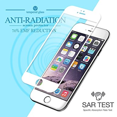 RadiArmor iPhone 6 / 6S (4.7" Model) Anti-Radiation Tempered Glass Screen Protector – Protect your Screen and Reduce EMF by 70%. Perfect Clarity and ZERO loss in haptic feedback (White)