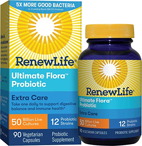 Renew Life - Ultimate Flora Probiotic Extra Care - 50 billion - daily digestive and immune health supplement - 90 vegetable capsules