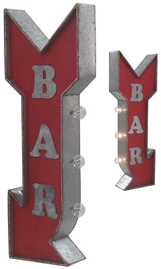 Crystal Art Sign of the TImes Off The Wall LED Lighted Bar Arrow Sign, 10" x 30"