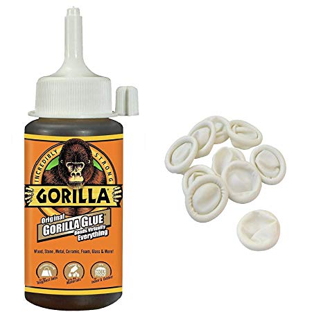 Gorilla Original Gorilla Glue, 4 oz., Brown With 10 Disposable Latex Finger Cots Rubber Fingertips