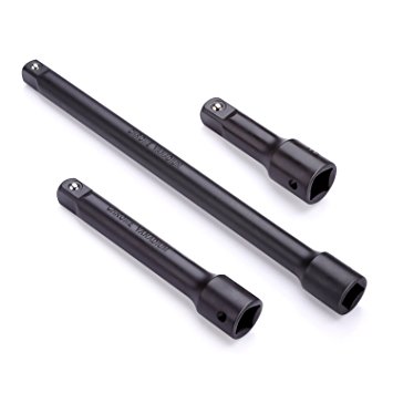 Tacklife 10,5,3inch 1/2-inch Drive Impact Socket Extension Bar Set, EBH03 Flexible Extension Bar Set, 3-Piece Set | Premium Chrome Vanadium Steel|Antirust Durable|Black