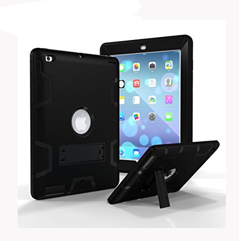 iPad pro 9.7 Case,SNOW-global design new products,ipad pro 9.7 Case for kids Rainproof Shockproof Anti-Dirt Drop Resistance Super protective shell Case (iPad Pro 9.7, Dark black)