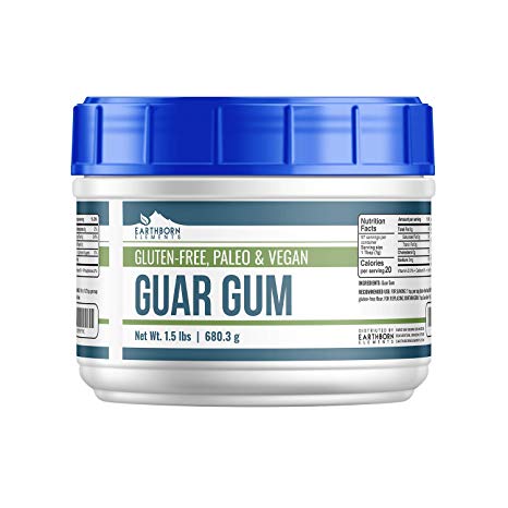 Guar Gum Powder, (Tub, 1.5 lb) by Earthborn Elements, Gluten-Free Food Thickener & Binder, Baking, Natural Laxative, Resealable Tub
