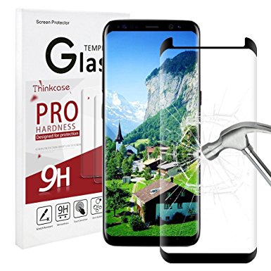 Galaxy S8 Screen Protector,Galaxy S8 Tempered Glass,Thinkcase [HD Sensitive] [Case Friendly] 9H Hardness Tempered Glass Screen Protector for Galaxy S8