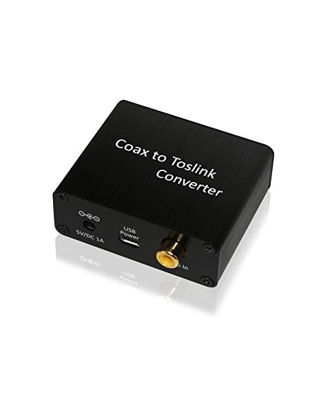 XtremPro Coaxial To Toslink Digital Audio Converter, Support PCM & Bitstream signals, for Home theater, Computer Musical - Black (65039)