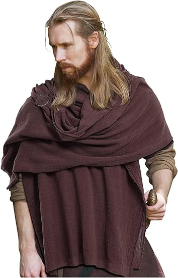 L'VOW Medieval Hooded Cloak Shaman Ninja Shawl Post Apocalyptic Wrap Scarf Cowl Rogue Hood Cape Viking Renaissance Costume
