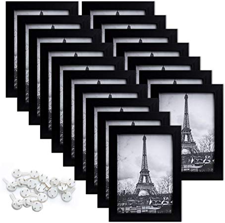 upsimples 4x6 Picture Frame Set of 17,Multi Photo Frames Collage for Wall or Tabletop Display,Black