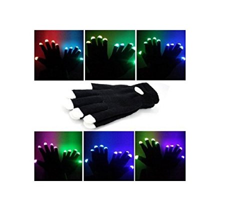 Lumiparty Blacked Out Gloves LED 6 Colors Light Show Gloves The Best Gloving & Lightshow Dancing Gloves for Clubbing, Rave, Birthday, EDM, Disco, and Dubstep Party