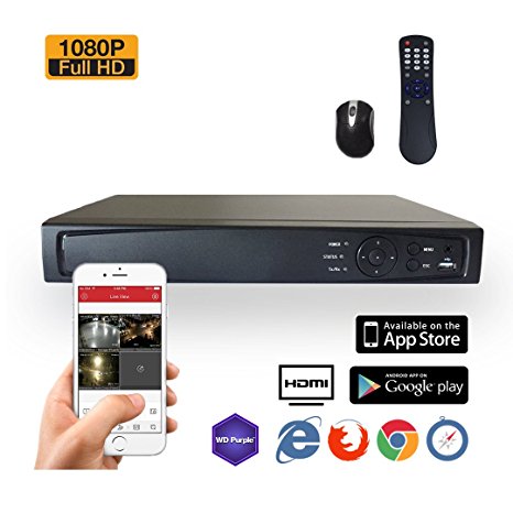 SVD, 8-Channel Professional Security System DVR, HD-TVI 1080P H.264 True-HD, 2TB Hard Drive, Playback, Motion detection, Internet & Smart phone Accessible, Smart Recording