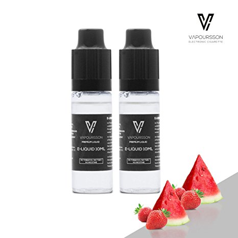 VAPOURSSON 2 X 10ml E Liquid | Strawberry   Watermelon | 2 Pack New Formula To Create A Super Strong Flavour with Only High Grade Ingredients | Made For Electronic Cigarette and E Shisha | Eliquid