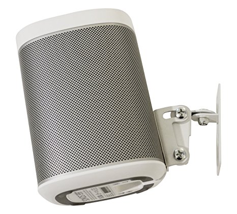 SONOS PLAY 1 Wall Mount, Adjustable Swivel & Tilt Mechanism, Single Bracket For Play:1 Speaker with Mounting Accessories, White, Designed In the UK by Soundbase