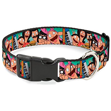 Buckle-Down Bob'S Burgers Belcher Family Group Pose Teal Plastic Clip Collar