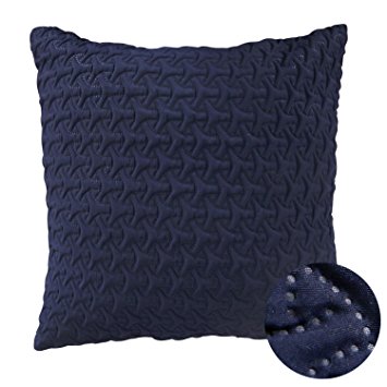 Deconovo Home Decorative Triangular Embossed Cushion Cover Microfiber Throw Pillow Covers For Sofa 18x18 Inch Navy Blue