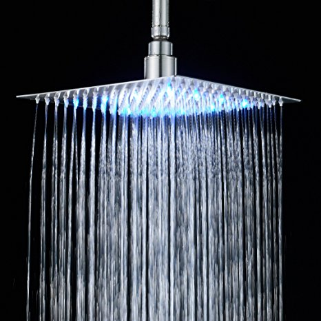 Rozin Bathroom 10-inch Square Rainfall Shower Head Ultrathin Top Spray with LED Light