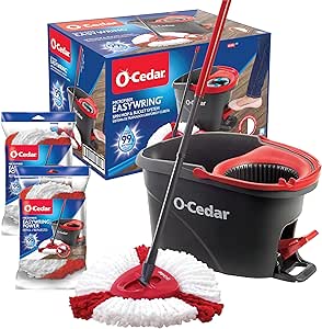 O-Cedar EasyWring Spin Mop & Bucket System  2 Power Refills, 1 CT