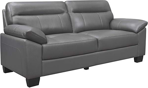 Homelegance 81" Leather Sofa, Dark Gray