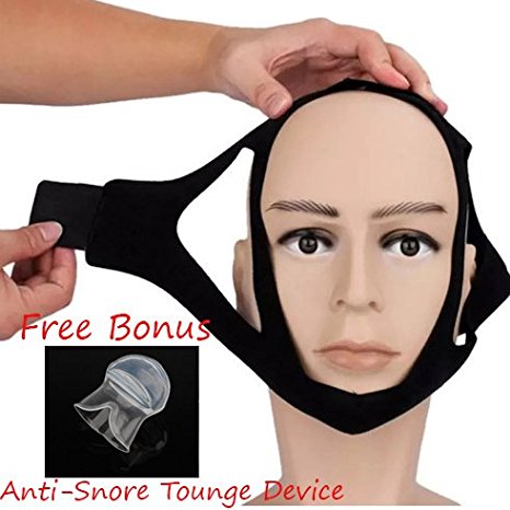 RockinSleep Anti Snore Chin Strap for Safe Natural Snore Relief, This Effective Stop Snoring Chin Strap Is Fully Adjustable, With A Bonus Anti Snore Tongue Retainer