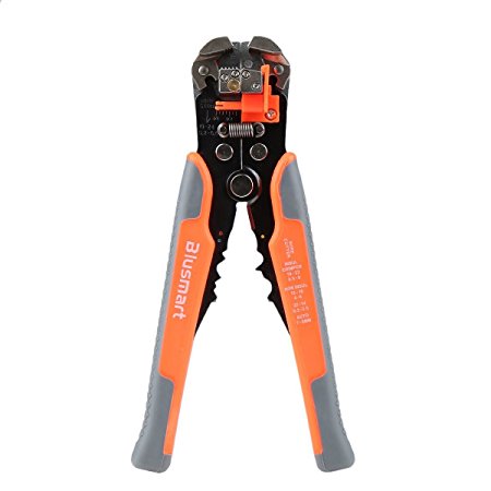 Wire Stripper, Blusmart Self-Adjusting Automatic Wire Stripping Tool with ProTouch Grips AWG24-10(0.2~6.0mm²) - Multi Tool Stripper, Cutter and Crimper (Orange with Gray)