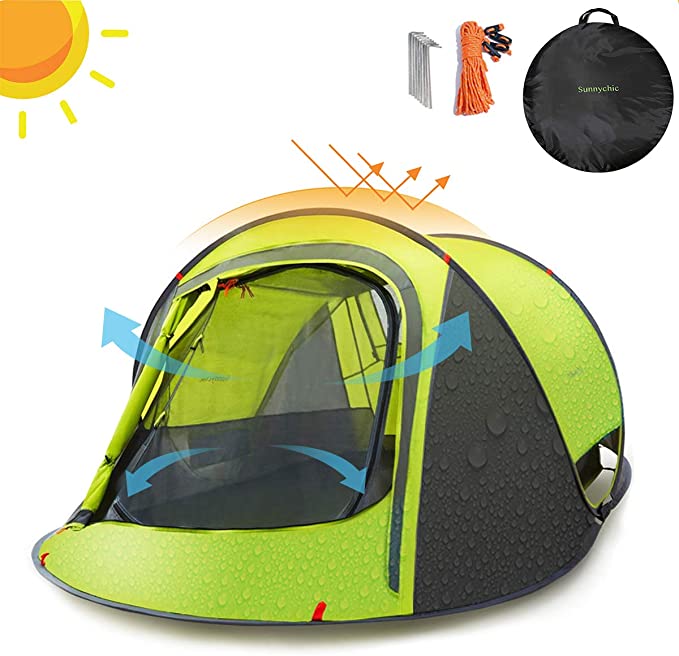Sunnychic Pop Up Tent Camping Tent, Automatic Instant Setup Pop Up Instant Tent with Sun Shelter UV Protection, Portable 2-3 Person Family Camping Instant Tent Waterproof for Outdoor Hiking Beach