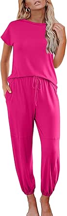 Ekouaer Pajamas for Women 2 Piece Lounge Sets Cap Sleeve Loungewear Top with Joggers Pants S-XXL