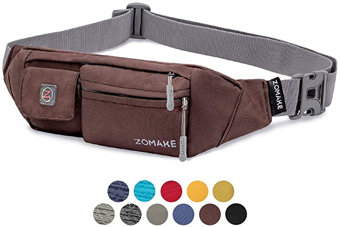 ZOMAKE Fanny Pack for Men and Women, Slim Belt Bag Water Resistant Waist Bag Pack for Running Cycling Carrying iPhone X Samsung S8
