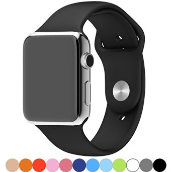 Apple Watch Band,Goodidus Soft Silicone Fitness Replacement Sport Band for Apple Watch L Size(Black 42MM)