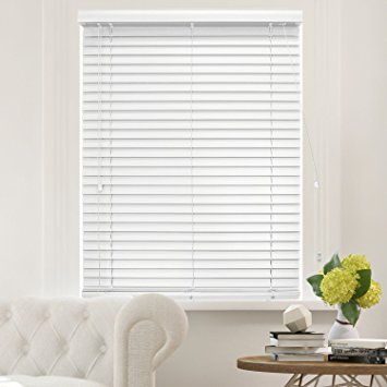 Chicology Faux Wood Blinds / window horizontal 2-inch venetian slat, Faux Wood, Variable Light Control - Simply White, 31"W X 64"H
