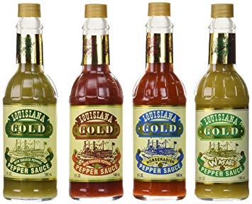 Louisiana Gold Hot Pepper Sauce Sampler Pack of 4 Different Flavors