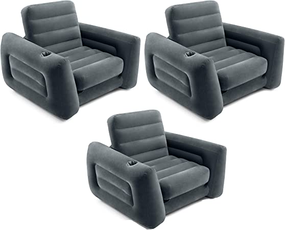 Intex 66551EP Inflatable Pull-Out Sofa Chair Sleeper that works as a Air Bed Mattress, Twin Sized (3 Pack)