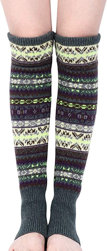 Kordear Women Leg Warmer - Knee Leg Warmer Winter Boot Leg Warmer Knitted Long Cuff Socks Soft Corchet Ankle Warmer with Bohimina Pattern Black