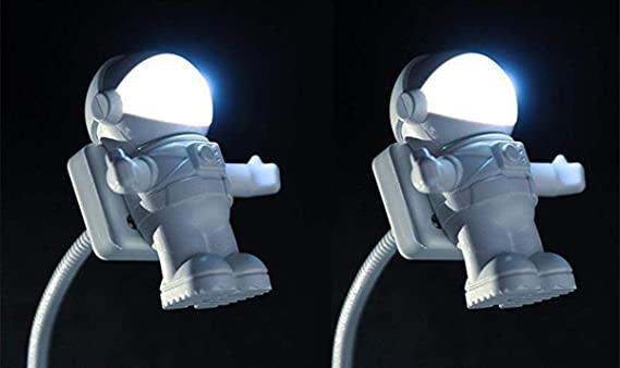 NVTED 2 PCS USB LED Reading Light Lamp, Creative Spaceman Astronaut Eye-Care Flexible USB Light LED Laptop Lamp On/Off Switch for Notebook Laptop, Desktop, PC and MAC Computer