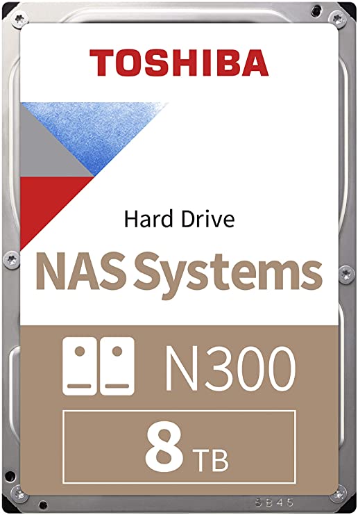 Toshiba 8TB N300 NAS 3.5 Inch SATA Internal Hard Drive. 24/7 Operation, Supports 1-8 bay Systems, 256 MB Cache, 180TB/Year Workload, 3 Year Warranty (HDWG460UZSVA)