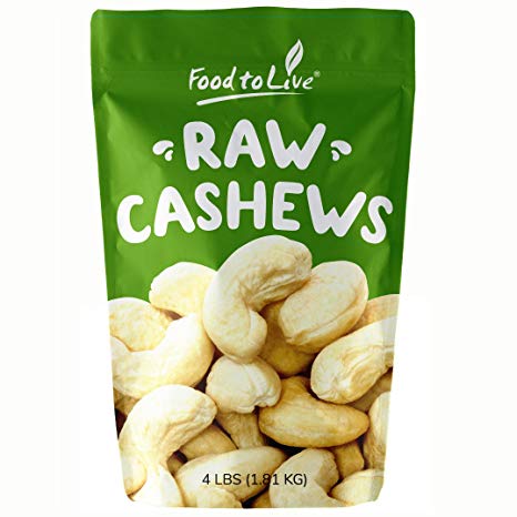 Raw Cashews, 4 Pounds – Deluxe Whole Nuts, Unsalted, Unroasted Fancy Snack, Kosher, Vegan, Large Size, Bulk, A good source of Magnesium, Phosphorus, Copper & Manganese
