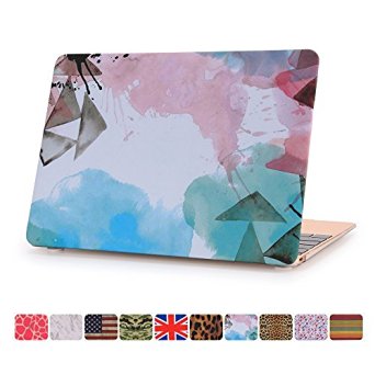 Macbook 12 inch Case,Dowswin Rubberized Print Frosted Hard Plastic PC Protective Solid Case Cover Shell for Apple New MacBook Retina 12'' Laptop Computer for Model A1534(Watermark)