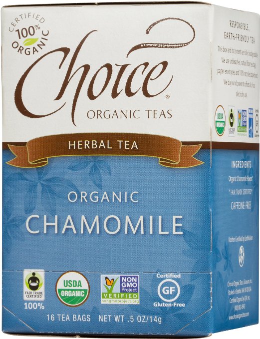 Choice Organic Caffeine Free Chamomile Herbal Tea 16 Count Box