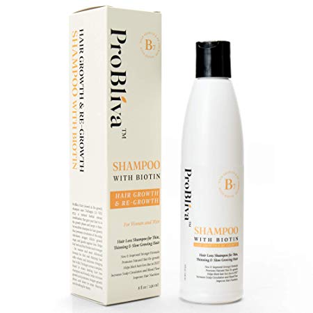 ProBliva Hair Growth Shampoo with Biotin - Shampoo for Thinning Hair & Hair Loss for Women and for Men - Thicker, Fuller, Longer Hair - with DHT Blockers - 8oz